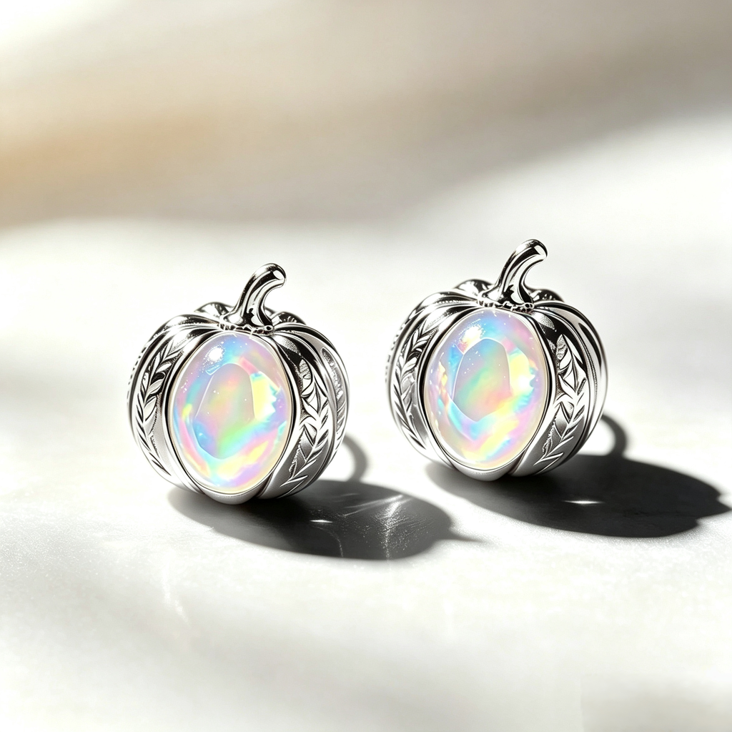 Pumkin Opal Stud Earrings