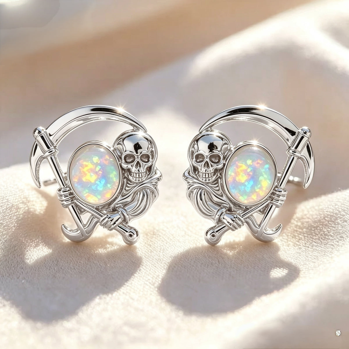 Grim Reaper Opal Stud Earrings