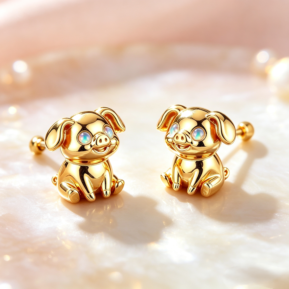 Pig Opal Stud Earrings
