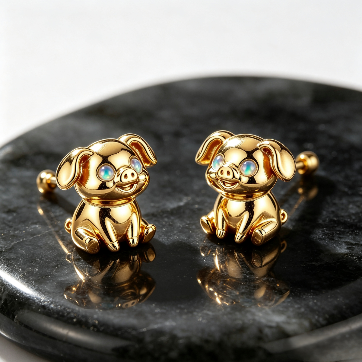 Pig Opal Stud Earrings