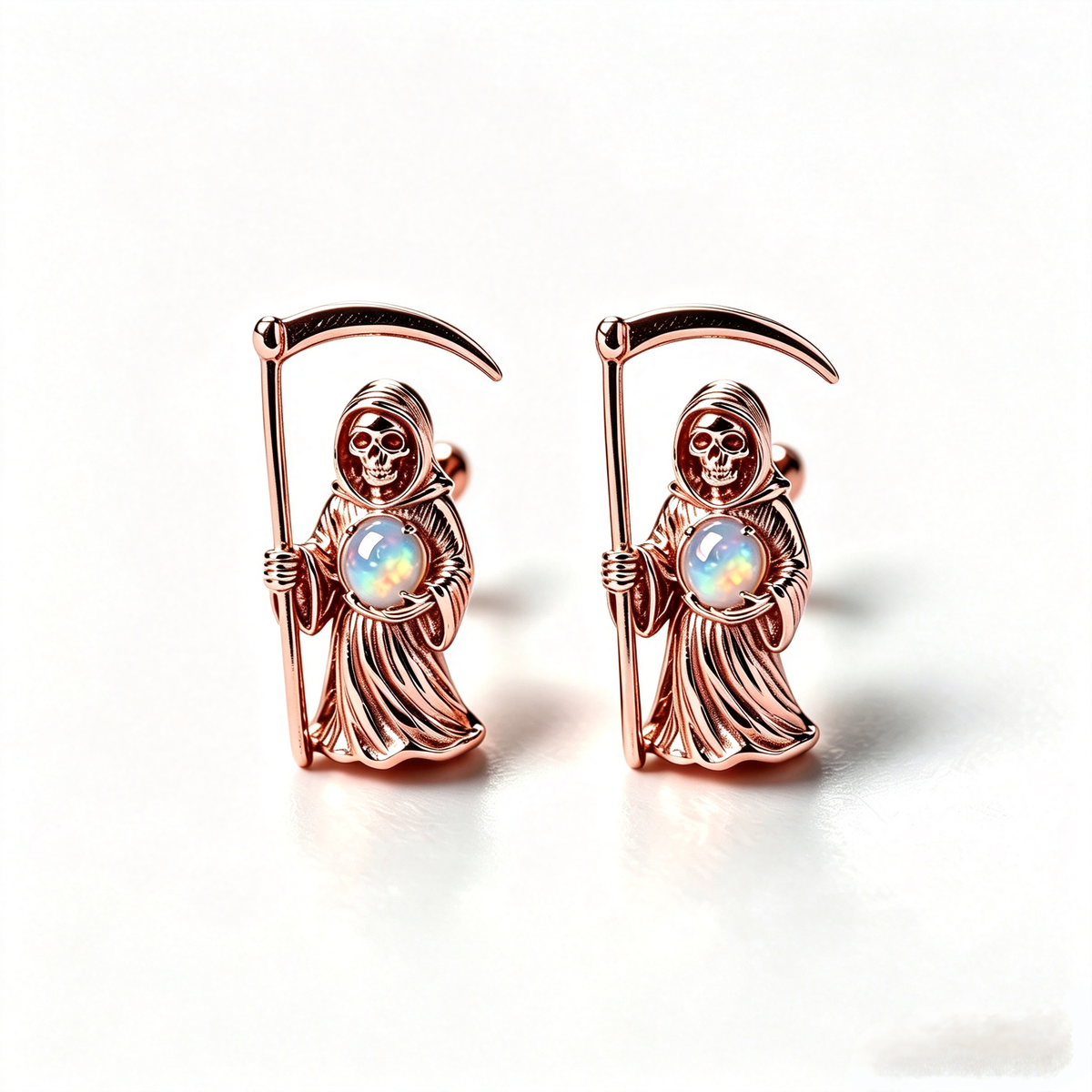 Grim Reaper Opal Stud Earrings