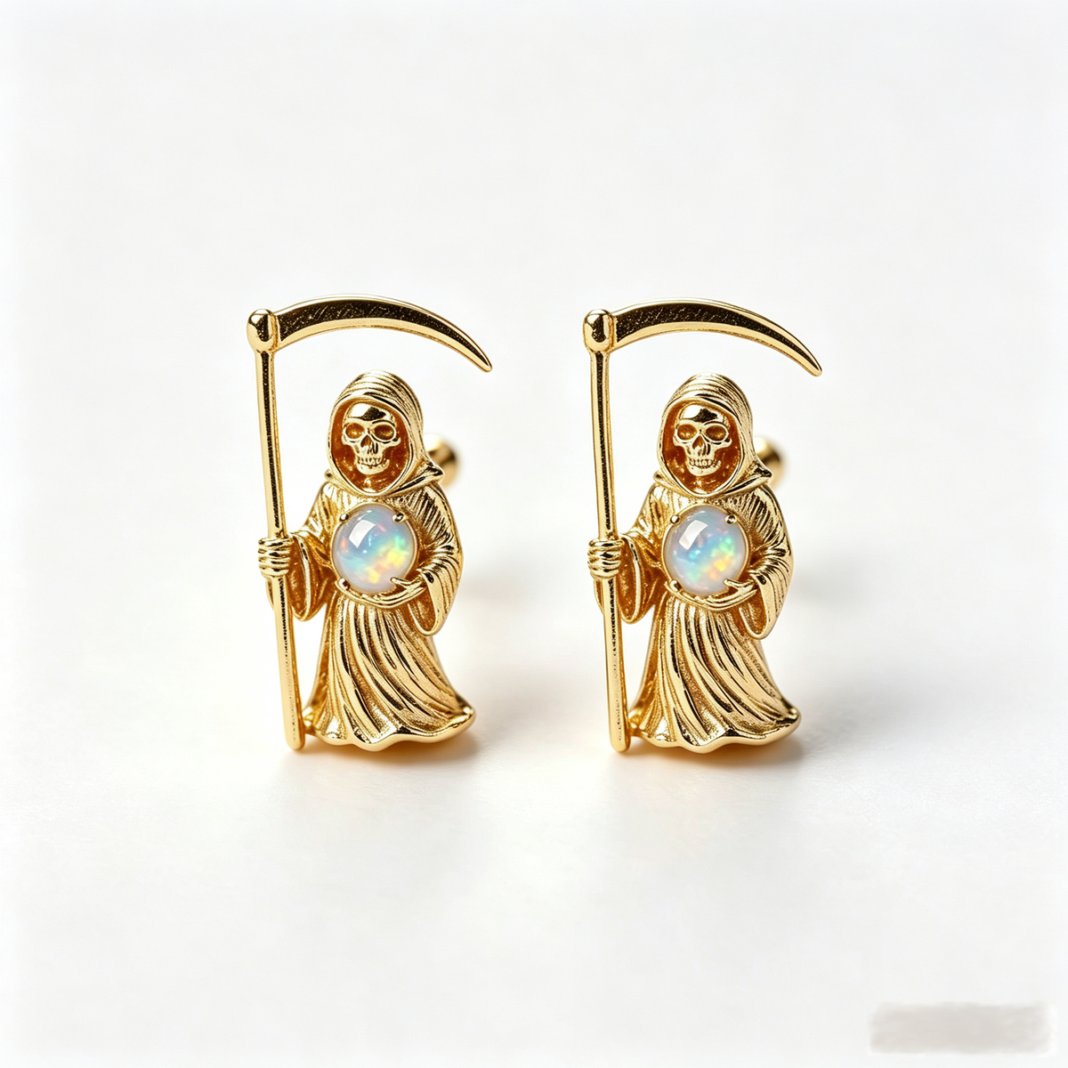 Grim Reaper Opal Stud Earrings