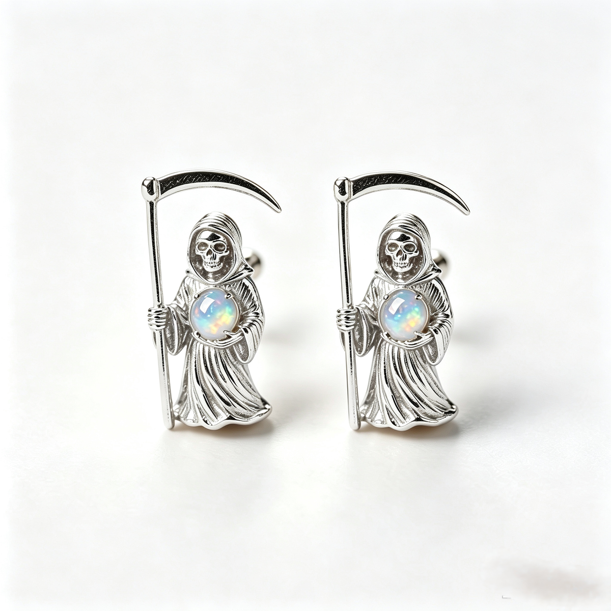 Grim Reaper Opal Stud Earrings