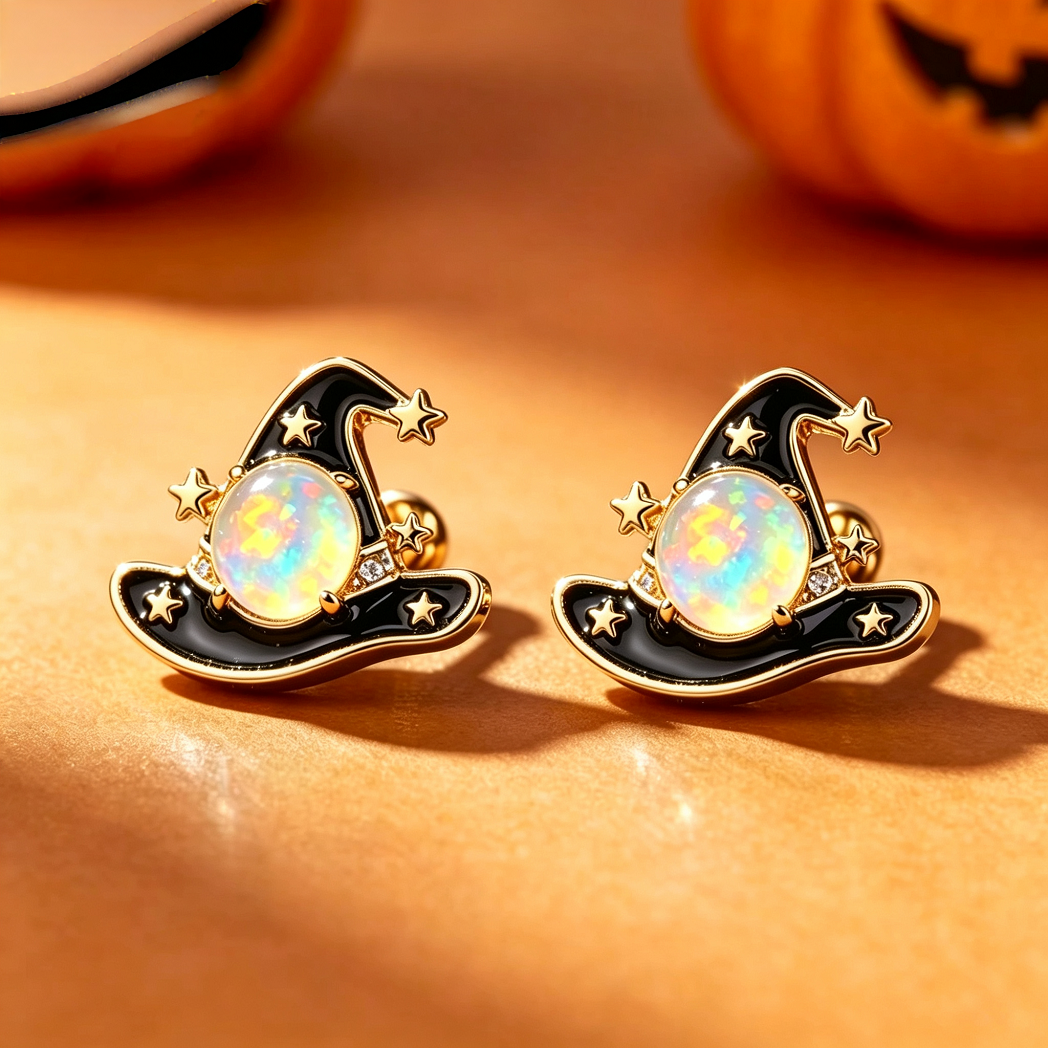 Witch Hat Opal Stud Earrings